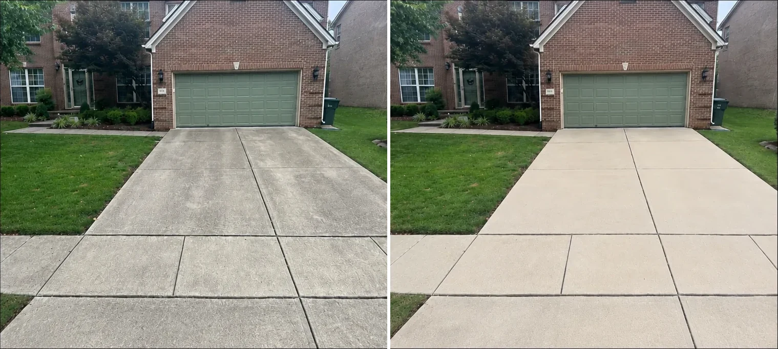 Driveway cleaning before and after